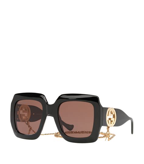 gucci women's rectangular sunglasses|Gucci rectangular sunglasses with chain.